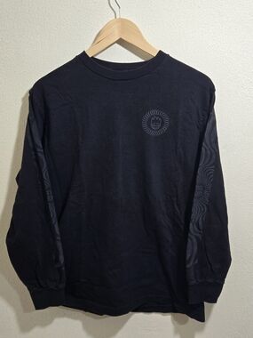 Spitfire Black Long-Sleeve Tee with Tone-on-Tone Swirl Graphics